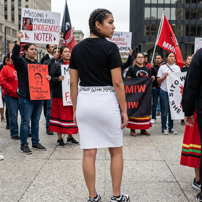 Stand With MMIW Pencil Skirt — Supportive Awareness Tribal Emblem
