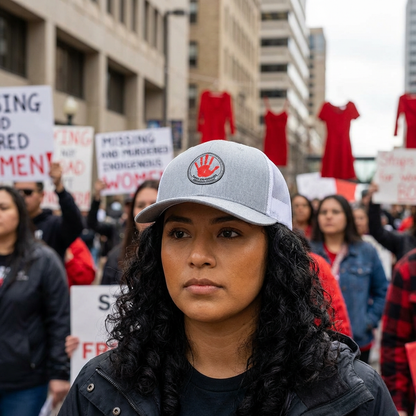 Trucker Cap — Red Handprint 'Stop Human Trafficking' Awareness Hat