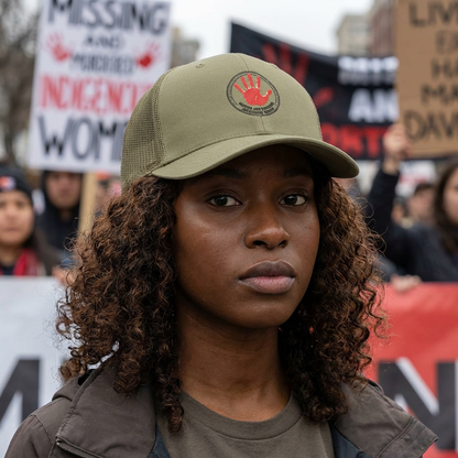 Trucker Cap — Red Handprint 'Stop Human Trafficking' Awareness Hat