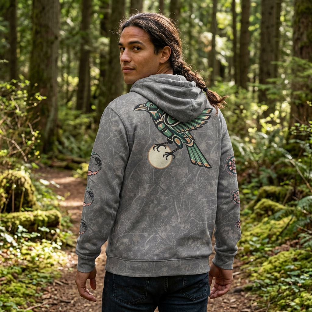 Raven Totem Hoodie — Northwest Tribal Raven Pullover