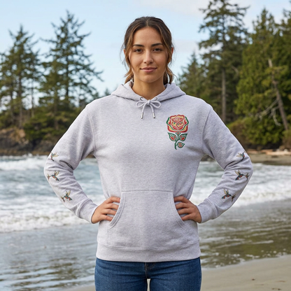 Floral Resilience Hoodie — "Not a Delicate Rose" Rose Graphic