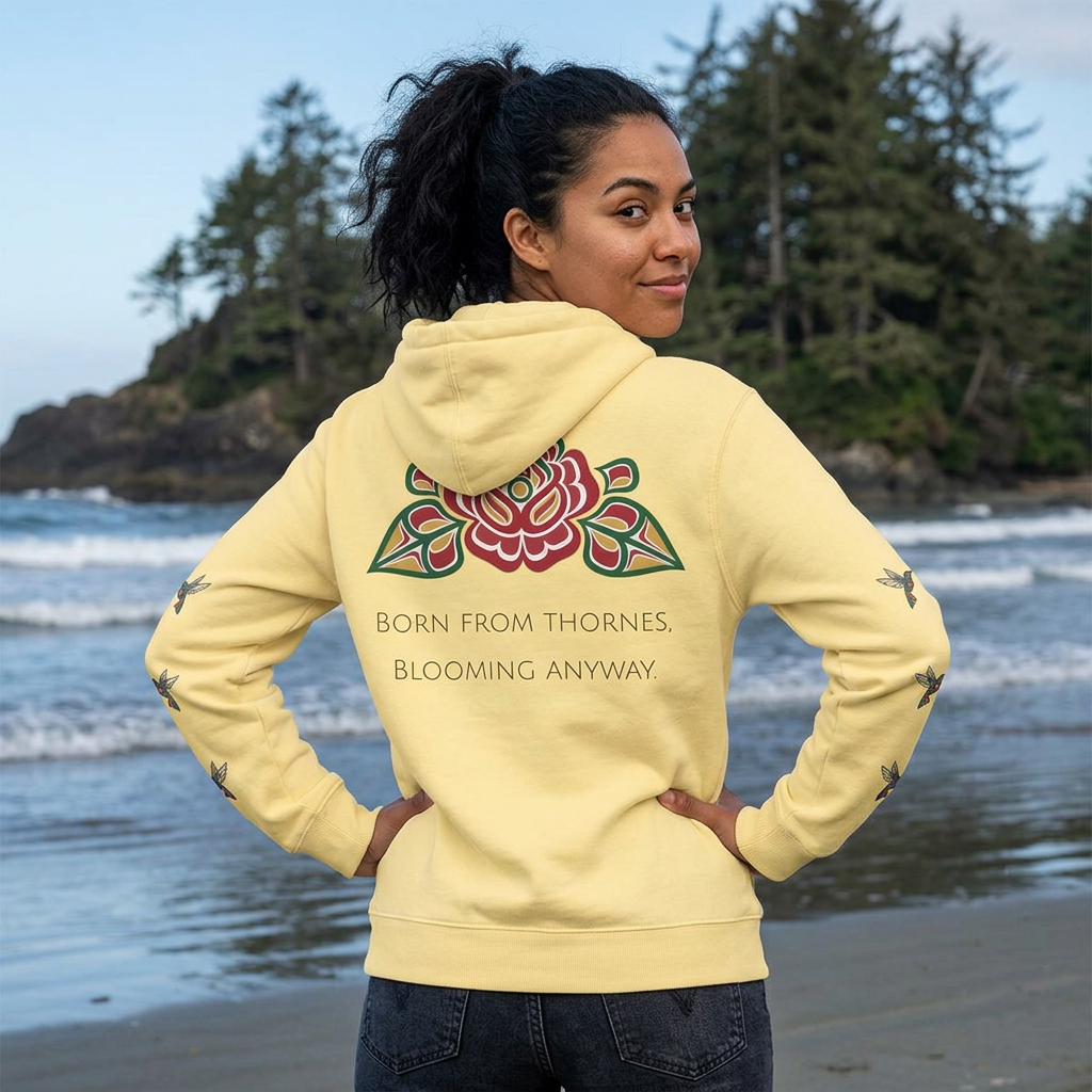Floral Resilience Hoodie — "Not a Delicate Rose" Rose Graphic