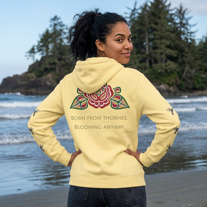 Floral Resilience Hoodie — "Not a Delicate Rose" Rose Graphic