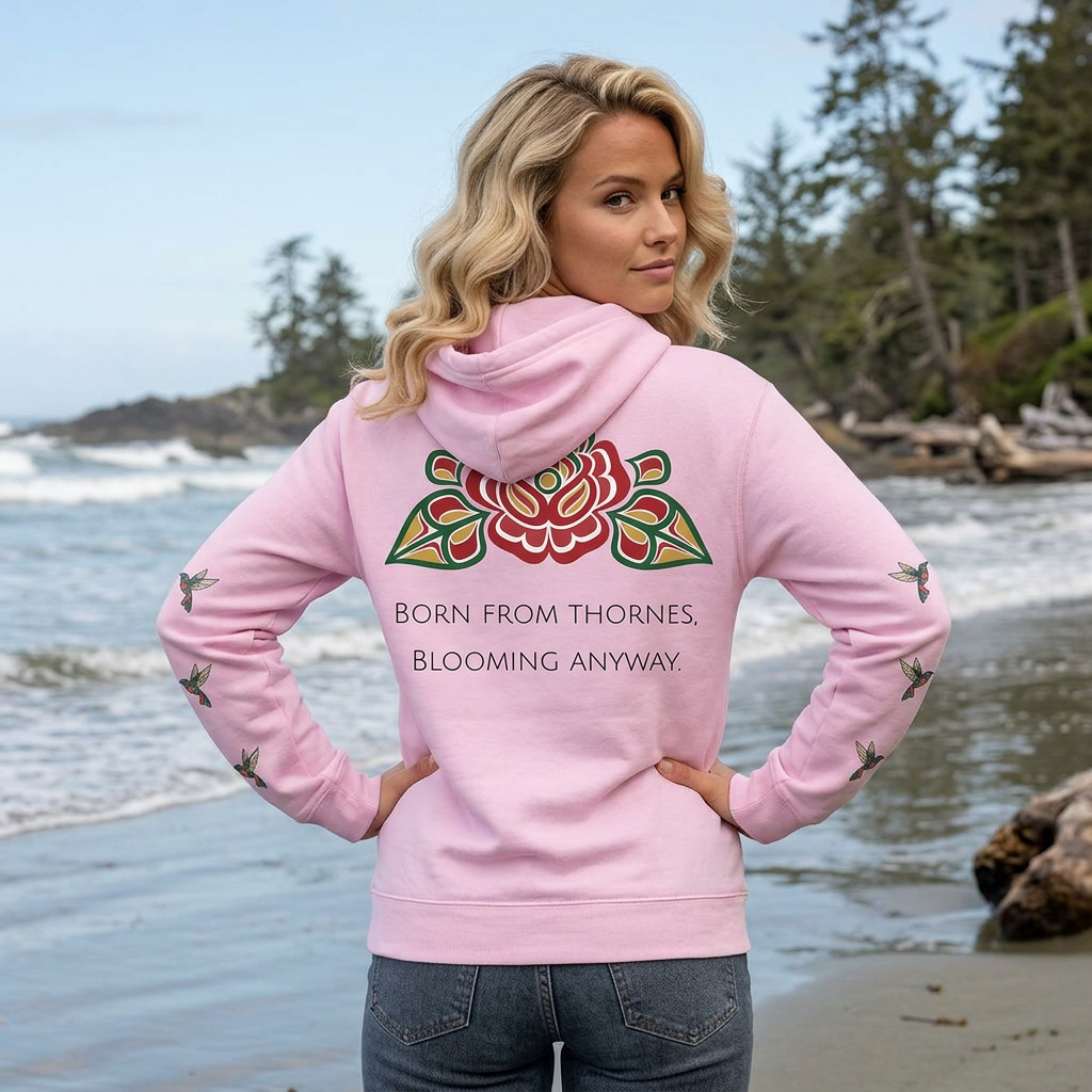 Floral Resilience Hoodie — "Not a Delicate Rose" Rose Graphic