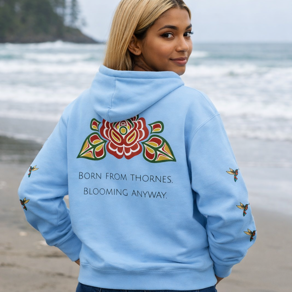 Floral Resilience Hoodie — "Not a Delicate Rose" Rose Graphic