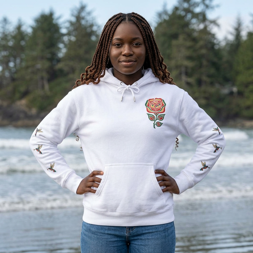 Floral Resilience Hoodie — "Not a Delicate Rose" Rose Graphic