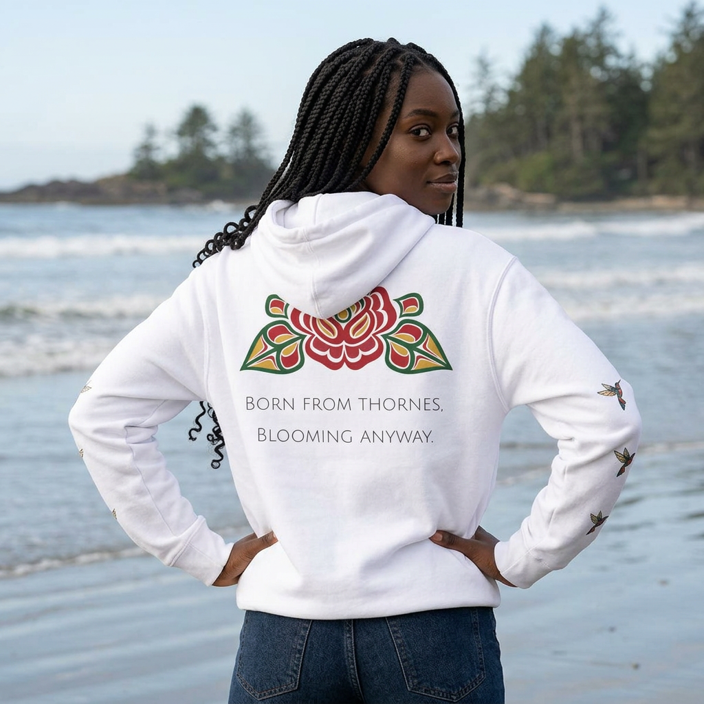 Floral Resilience Hoodie — "Not a Delicate Rose" Rose Graphic