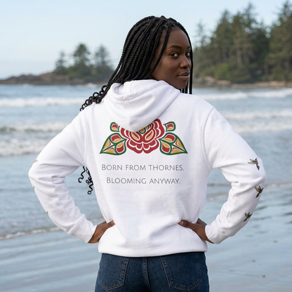 Floral Resilience Hoodie — "Not a Delicate Rose" Rose Graphic