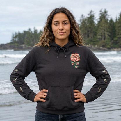 Floral Resilience Hoodie — "Not a Delicate Rose" Rose Graphic