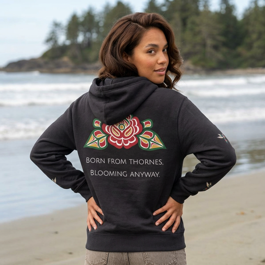 Floral Resilience Hoodie — "Not a Delicate Rose" Rose Graphic