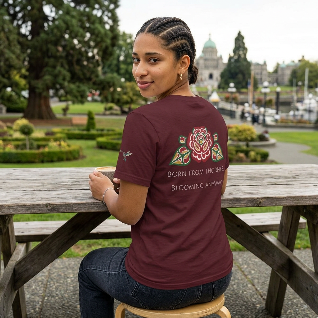 Not a Delicate Rose Tee — Born From Thorns Blooming Anyway Floral Graphic T‑Shirt