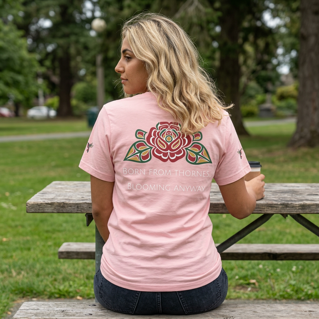 Not a Delicate Rose Tee — Born From Thorns Blooming Anyway Floral Graphic T‑Shirt