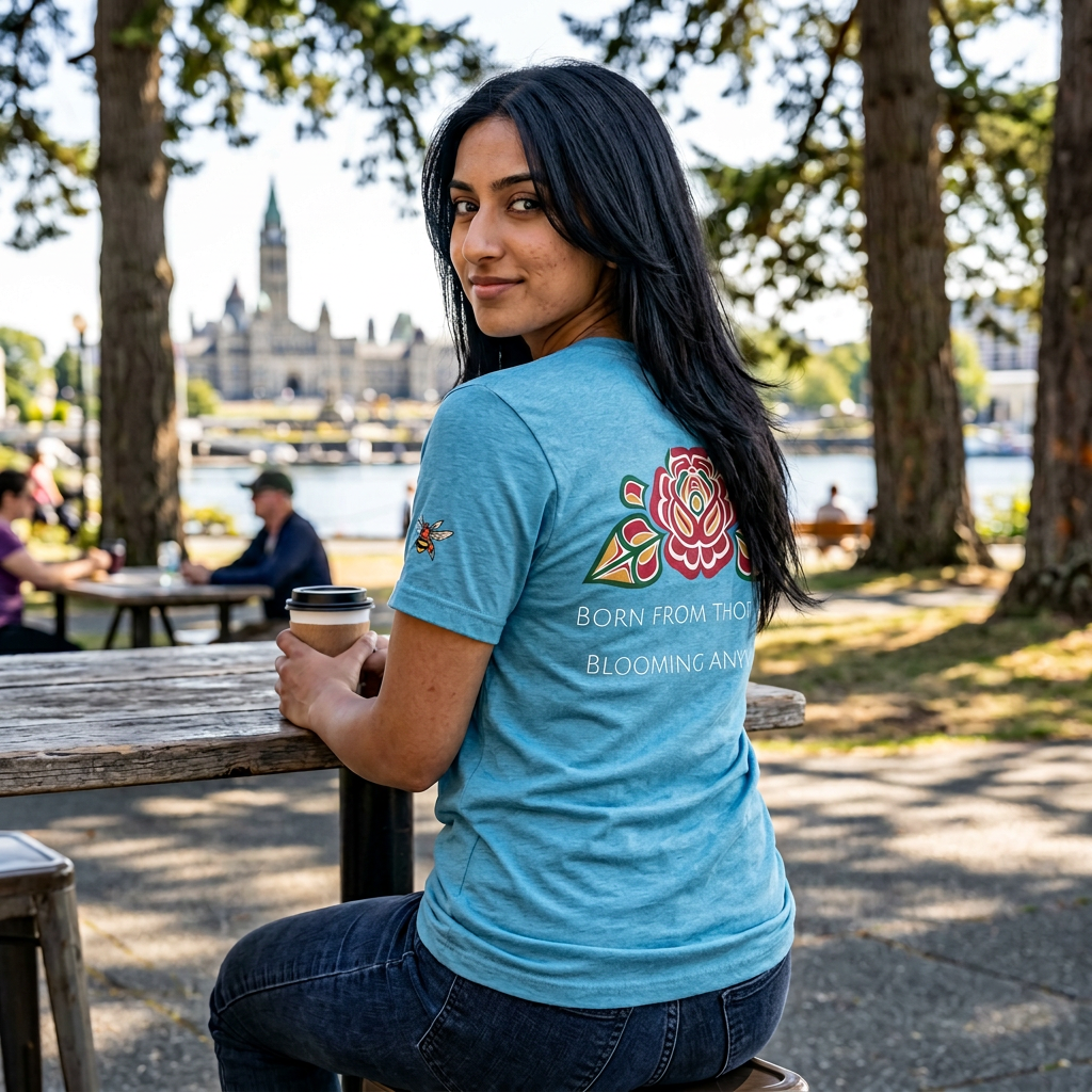 Not a Delicate Rose Tee — Born From Thorns Blooming Anyway Floral Graphic T‑Shirt