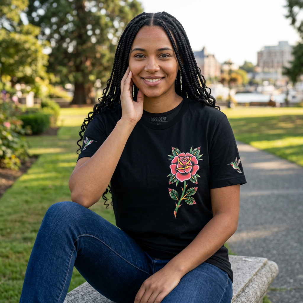 Not a Delicate Rose Tee — Born From Thorns Blooming Anyway Floral Graphic T‑Shirt