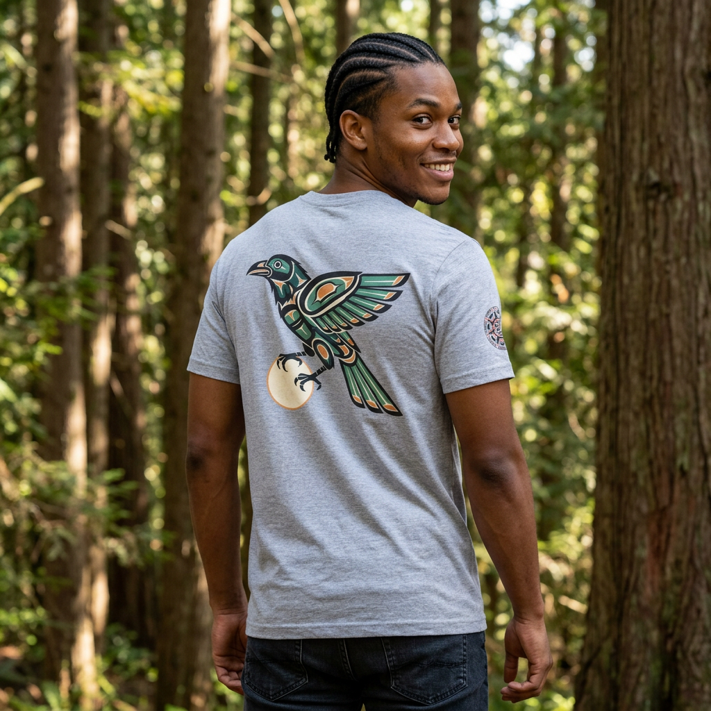 Raven Totem Graphic Tee — Northwest Tribal Bird Design