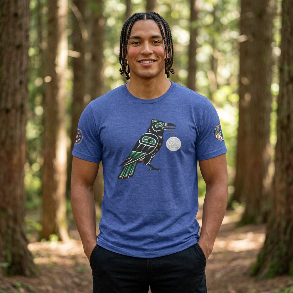 Raven Totem Graphic Tee — Northwest Tribal Bird Design