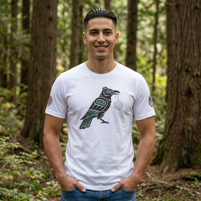 Raven Totem Graphic Tee — Northwest Tribal Bird Design
