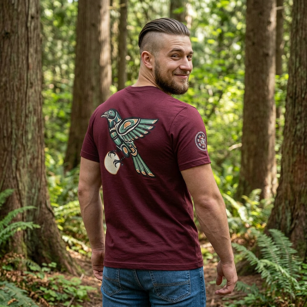 Raven Totem Graphic Tee — Northwest Tribal Bird Design