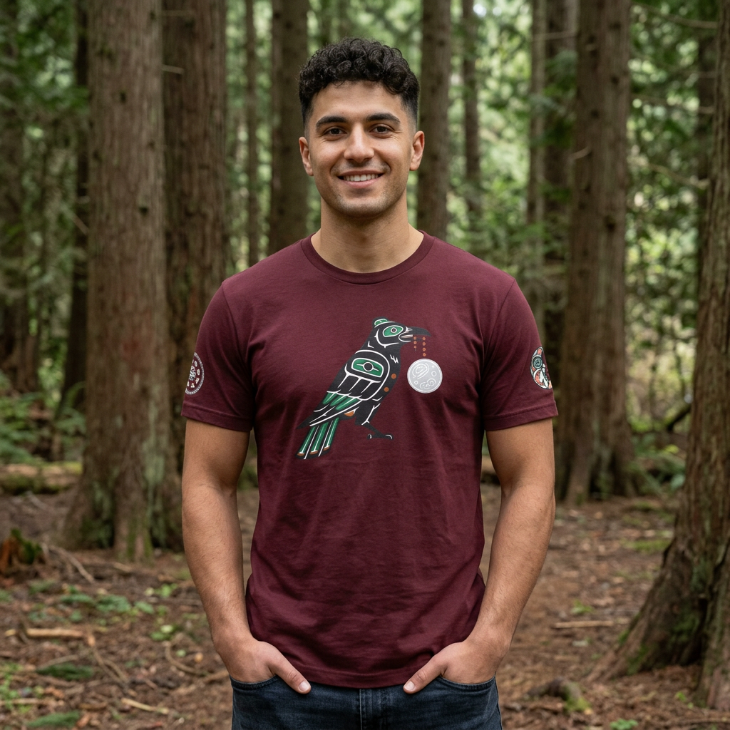 Raven Totem Graphic Tee — Northwest Tribal Bird Design