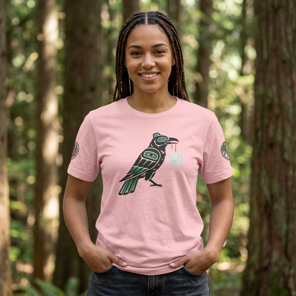 Raven Totem Graphic Tee — Northwest Tribal Bird Design