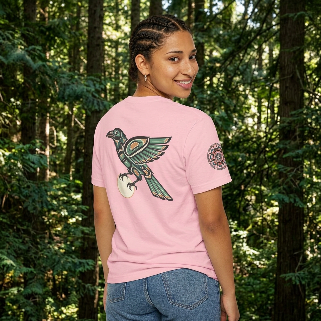 Raven Totem Graphic Tee — Northwest Tribal Bird Design