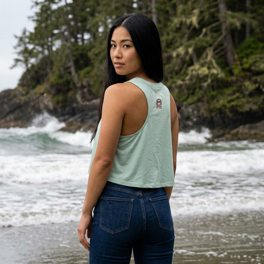 Pre-Contact Sunglasses Crop Top — Retro Aboriginal Graphic Women's Tank