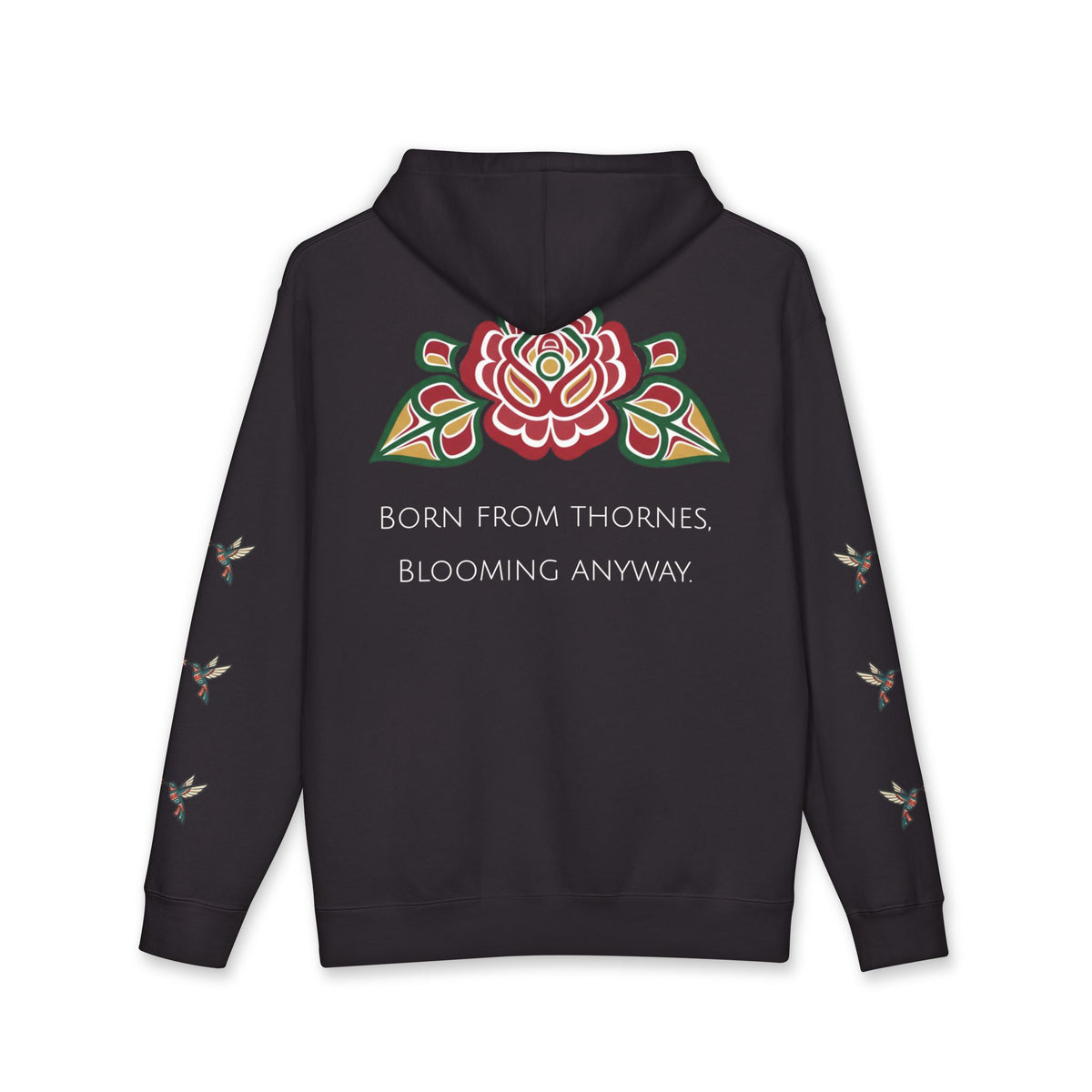 Floral Resilience Hoodie — "Not a Delicate Rose" Rose Graphic