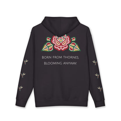 Floral Resilience Hoodie — "Not a Delicate Rose" Rose Graphic