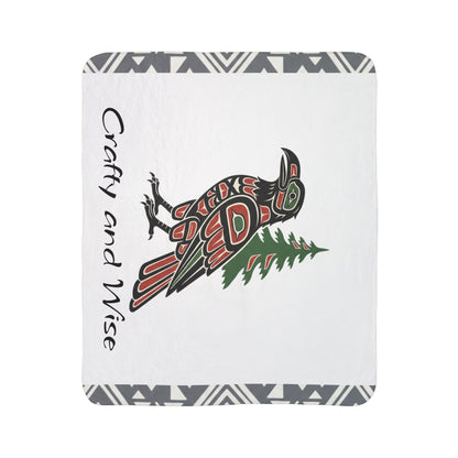 Crafty and Wise Sherpa Blanket — Native Raven & Pine Fleece Throw