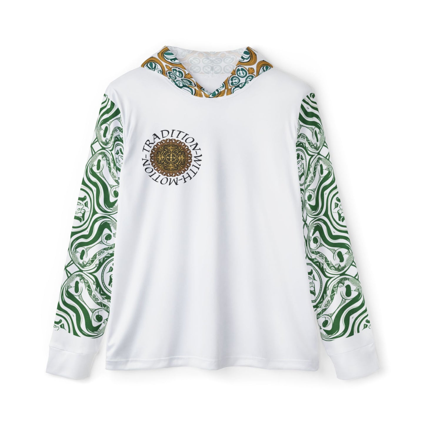 Tradition with Motion Athletic Hoodie — Green Ornamental AOP Warmup Top