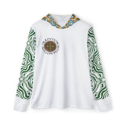 Tradition with Motion Athletic Hoodie — Green Ornamental AOP Warmup Top