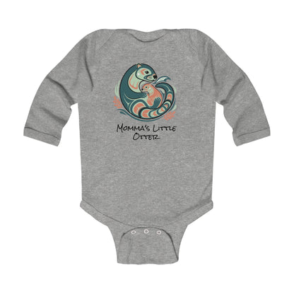 Momma's Little Otter Infant Bodysuit — "Cradled With Love" Long Sleeve Baby Onesie