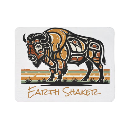 Earth Shaker Fleece Sherpa Blanket — Tribal Bison Cozy Throw