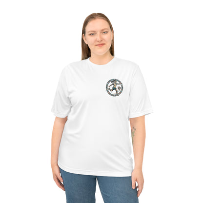 Female Salish Striker Performance T-Shirt — Indigenous Maple Leaf Soccer Design “Honoring the Land, Playing the Game”