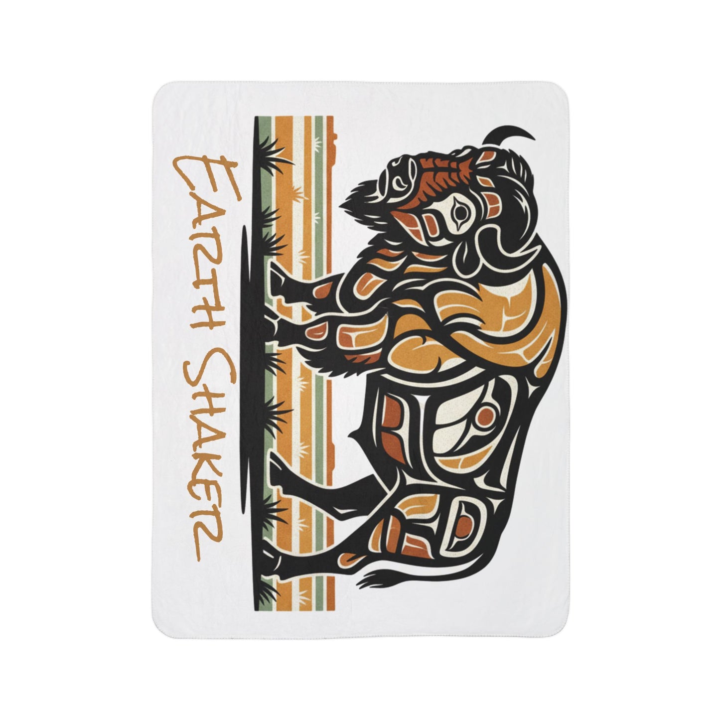 Earth Shaker Fleece Sherpa Blanket — Tribal Bison Cozy Throw