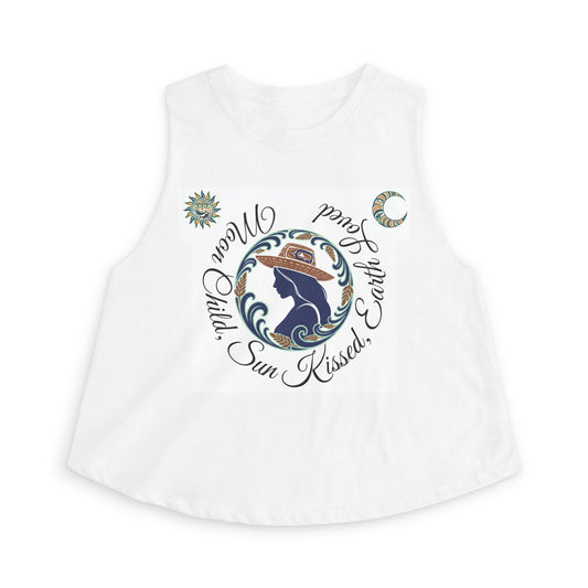 Crop Top — "Moon Child" Coast Salish Celestial Graphic