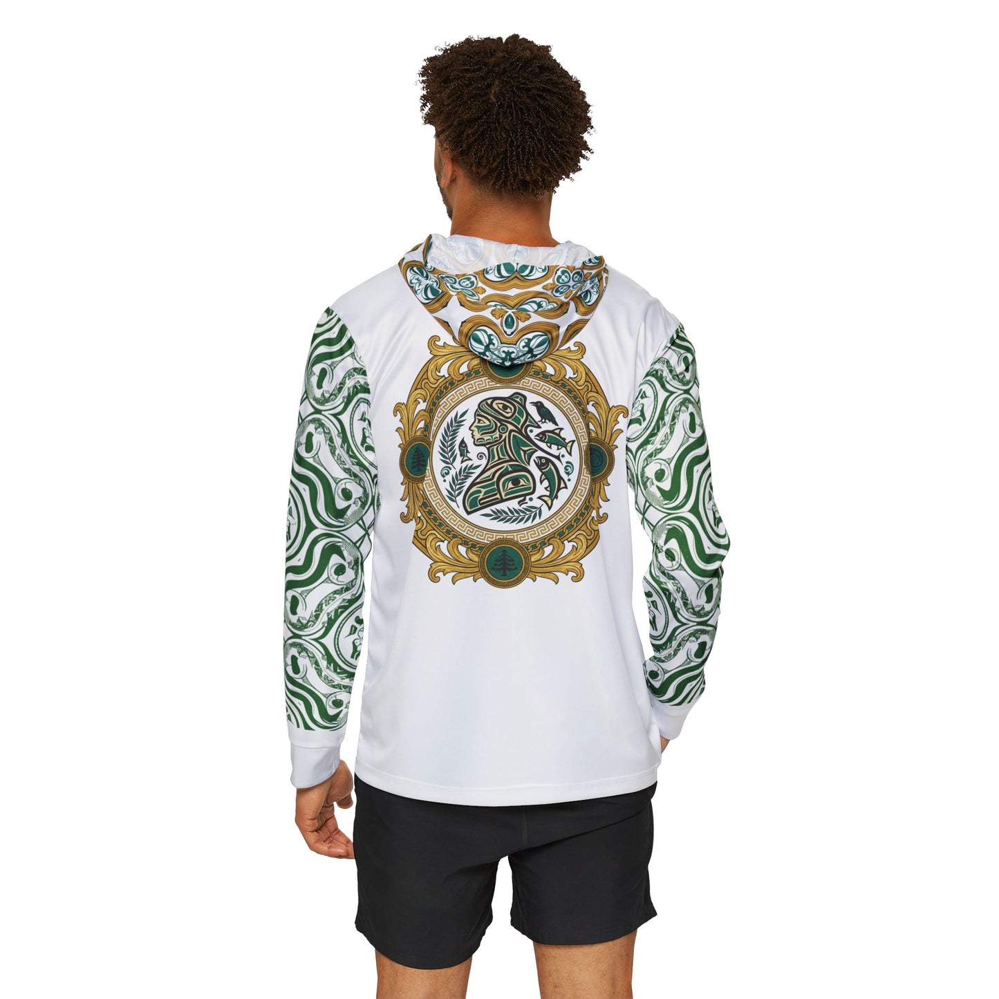 Tradition with Motion Athletic Hoodie — Green Ornamental AOP Warmup Top