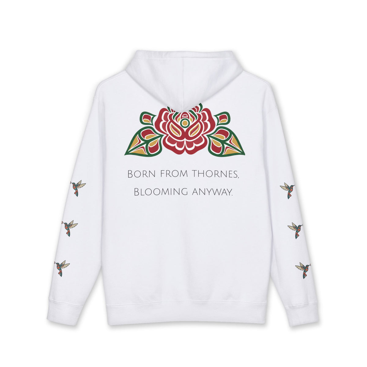 Floral Resilience Hoodie — "Not a Delicate Rose" Rose Graphic