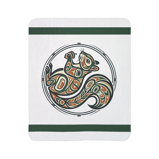 Acorn Keeper Sherpa Blanket – Cozy Fleece Throw with Indigenous-Inspired Art