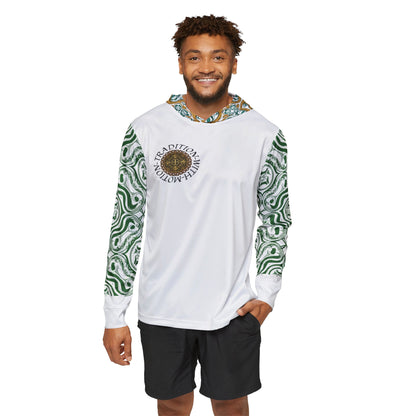 Tradition with Motion Athletic Hoodie — Green Ornamental AOP Warmup Top