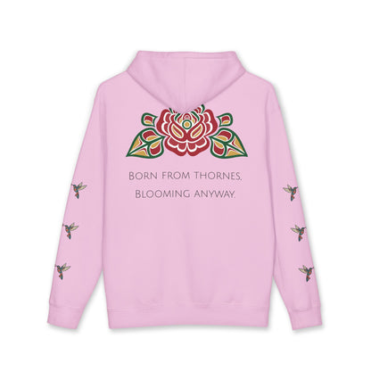 Floral Resilience Hoodie — "Not a Delicate Rose" Rose Graphic