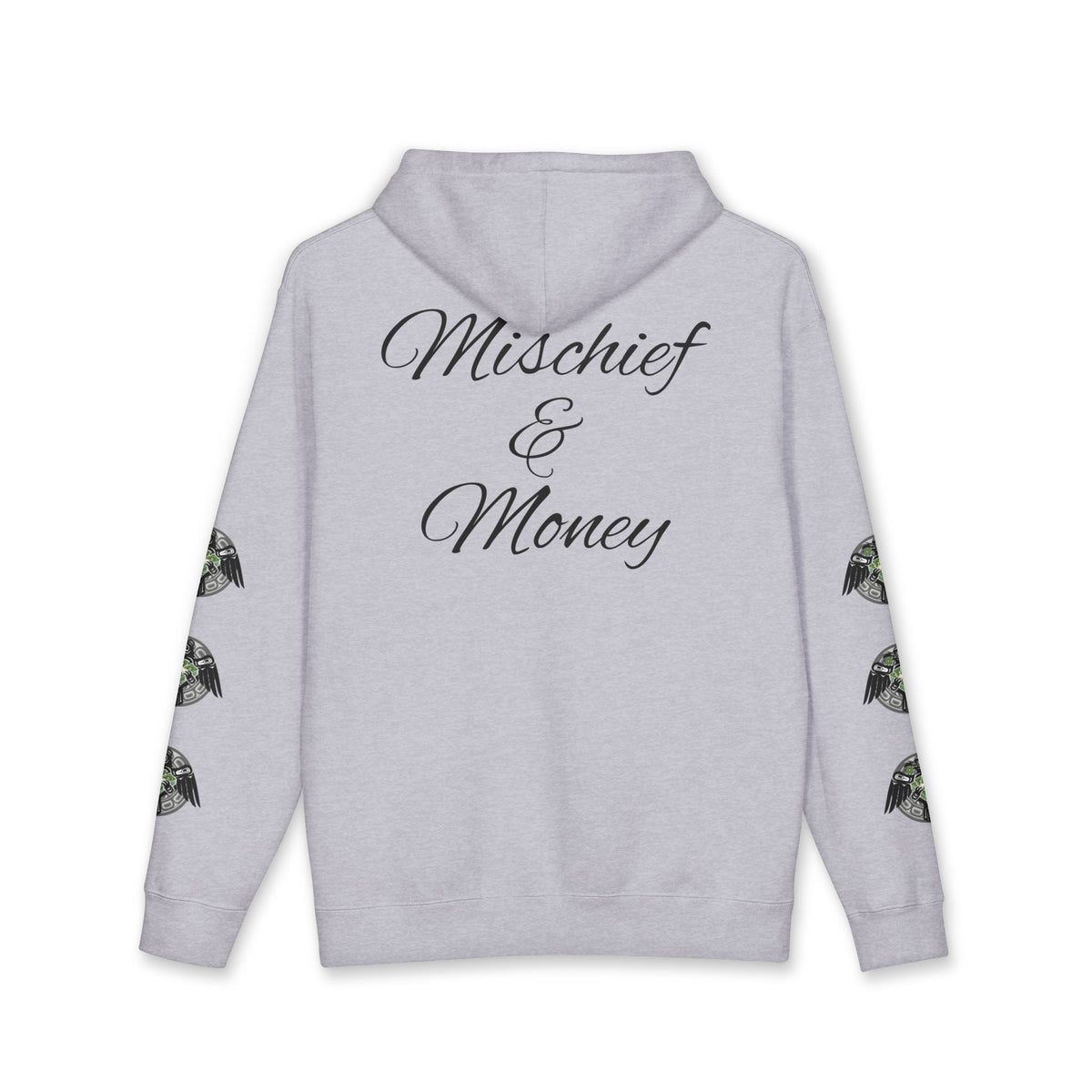 Mischief & Money Hoodie — Raven Graphic Pullover