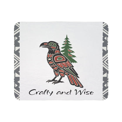 Crafty and Wise Sherpa Blanket — Native Raven & Pine Fleece Throw