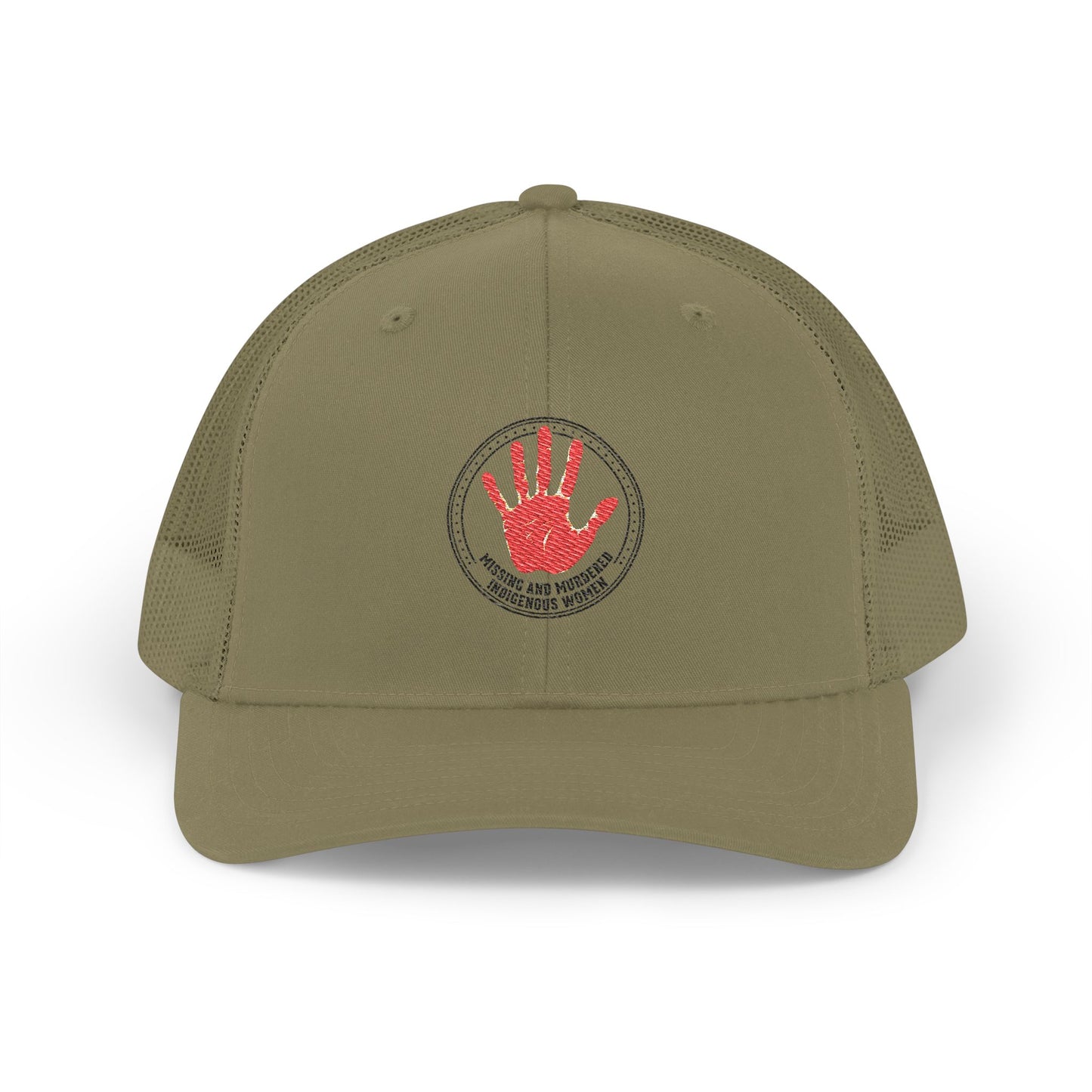 Trucker Cap — Red Handprint 'Stop Human Trafficking' Awareness Hat