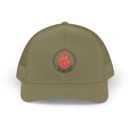 Trucker Cap — Red Handprint 'Stop Human Trafficking' Awareness Hat