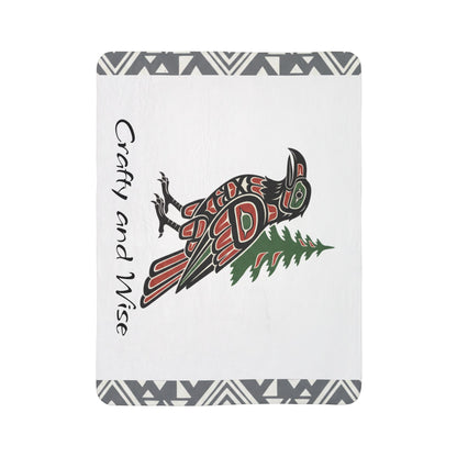 Crafty and Wise Sherpa Blanket — Native Raven & Pine Fleece Throw