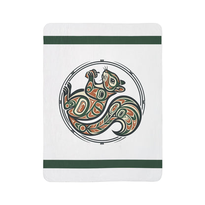 Acorn Keeper Sherpa Blanket – Cozy Fleece Throw with Indigenous-Inspired Art