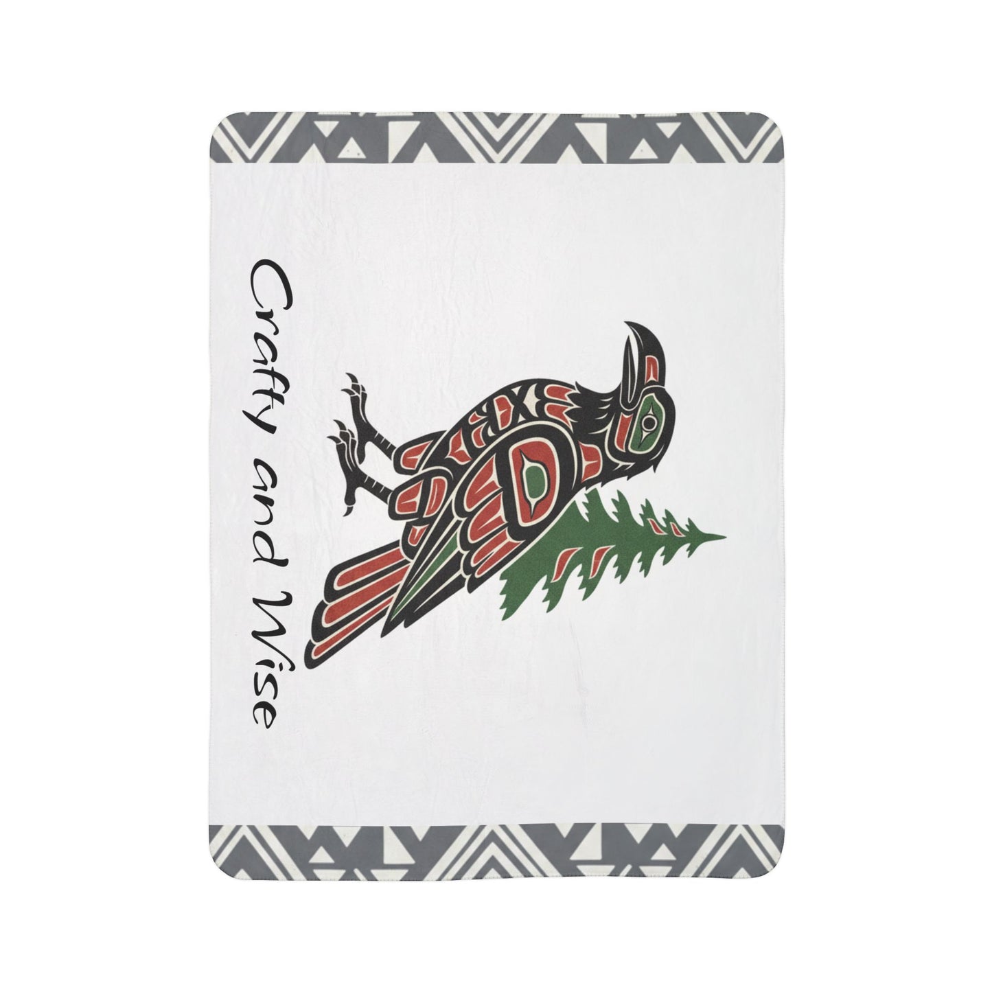 Crafty and Wise Sherpa Blanket — Native Raven & Pine Fleece Throw
