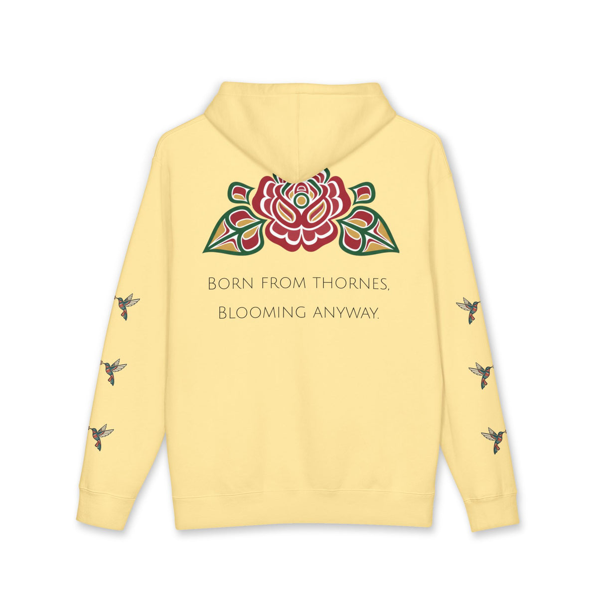 Floral Resilience Hoodie — "Not a Delicate Rose" Rose Graphic