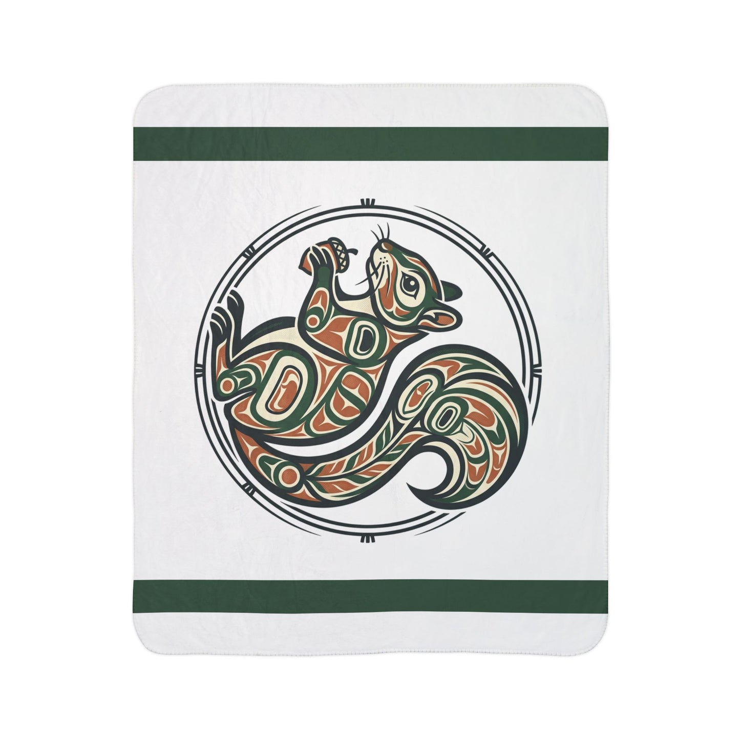 Acorn Keeper Sherpa Blanket – Cozy Fleece Throw with Indigenous-Inspired Art